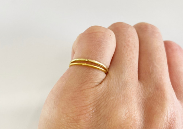 K24 ＋K18 Gold Ring　Set◇純金とK18リング重ねづけセット 2枚目の画像