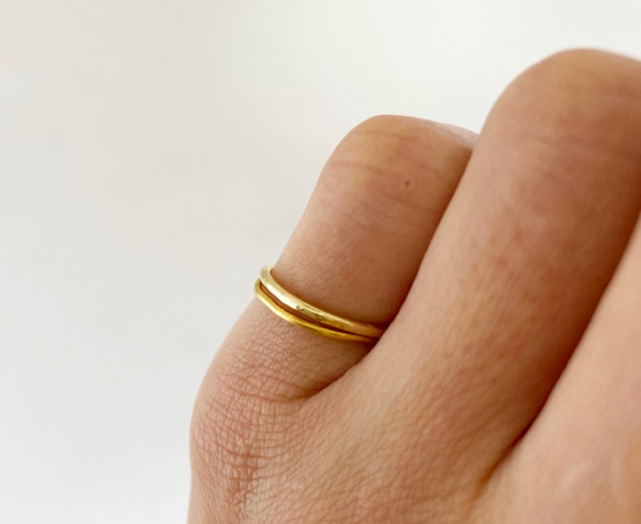 K24 ＋K18 Gold Ring　Set◇純金とK18リング重ねづけセット 3枚目の画像