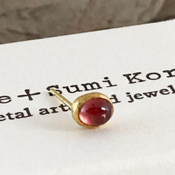 K24 Pure Gold+Red Spinel Stud◆K24純金のレッドスピネルスタッドピアス　片方のみ 2枚目の画像