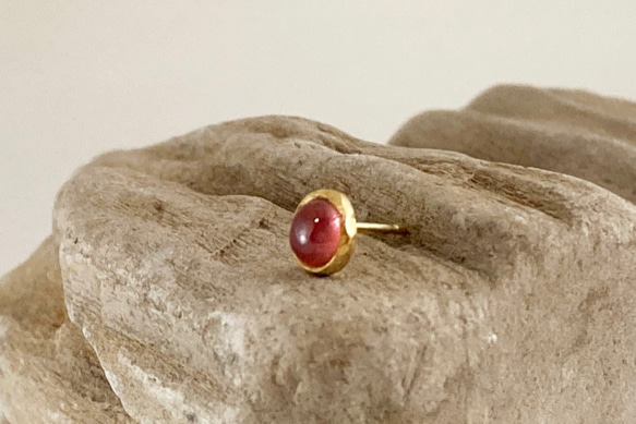 K24 Pure Gold+Red Spinel Stud◆K24純金のレッドスピネルスタッドピアス　片方のみ 5枚目の画像