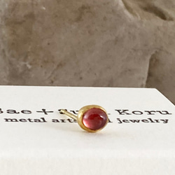 K24 Pure Gold+Red Spinel Stud◆K24純金のレッドスピネルスタッドピアス　片方のみ 8枚目の画像