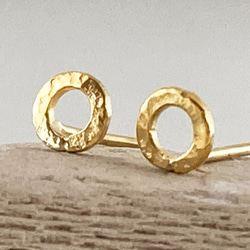 K24 Pure Gold Hammered Loop Stud ◇鎚目のついた純金のループ・スタッドピアス◇片耳分 9枚目の画像