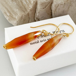 Carnelian Rod◇太陽の宝石カーネリアン◇Vermeil Gold ピアス/イヤリング 3枚目の画像