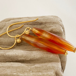 Carnelian Rod◇太陽の宝石カーネリアン◇Vermeil Gold ピアス/イヤリング 4枚目の画像