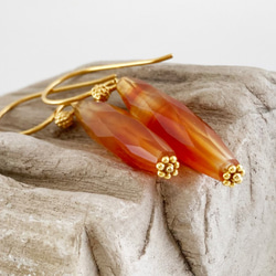 Carnelian Rod◇太陽の宝石カーネリアン◇Vermeil Gold ピアス/イヤリング 6枚目の画像