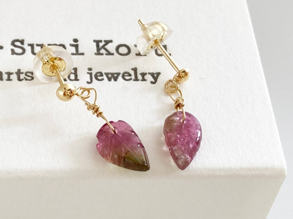 K18 Water Melon Tourmaline Studs◇k18ゴールド・ウォーターメロントルマリンピアス