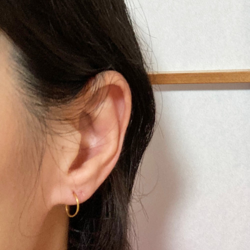 K24 Pure Gold Foop EarringsⅡ◇純金フープピアスⅡ◇片耳分