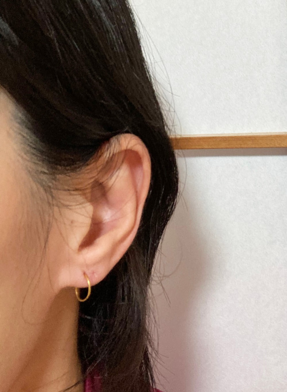 K24 Pure Gold Foop EarringsⅡ◇純金フープピアスⅡ◇片耳分～ 8枚目の画像