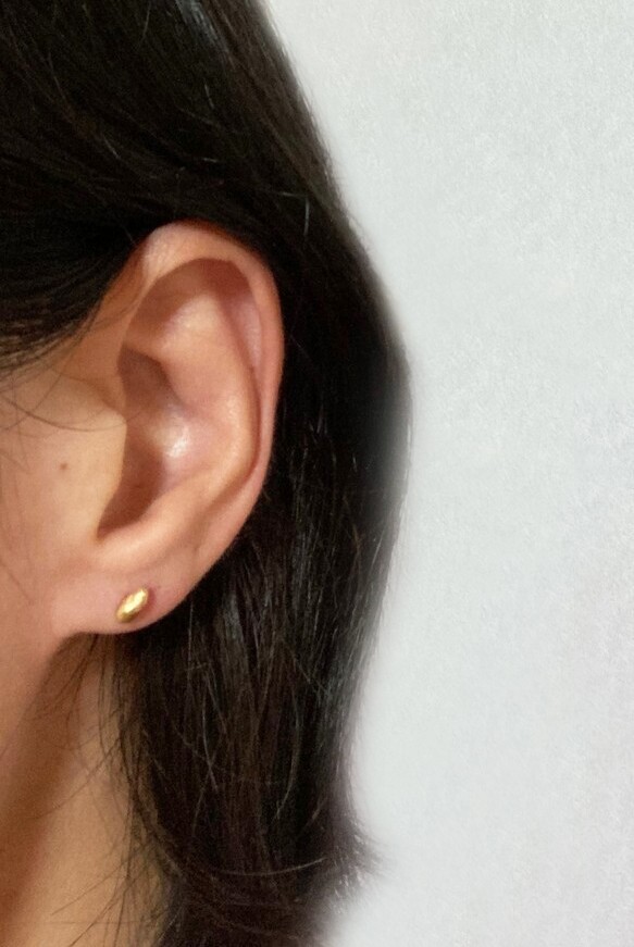 銀の米粒ピアス◇Silver Rice Grain Studs 8枚目の画像