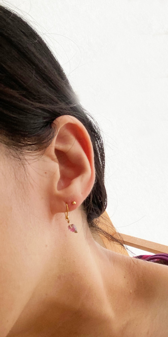 K24純金 丸玉スタッドピアス◇ K24 Round Ball Stud（片耳分～）◇K24 釈迦玉ピアス 4枚目の画像