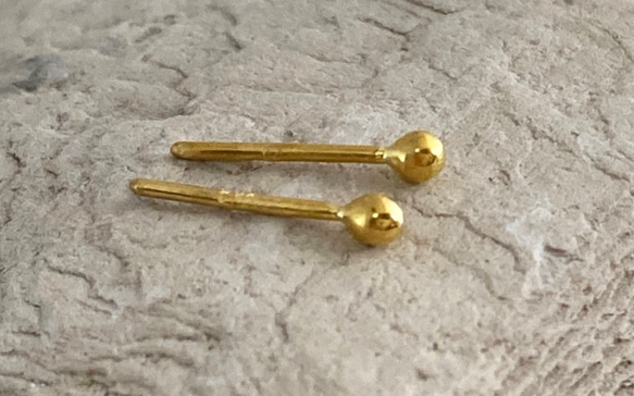 K24純金 丸玉スタッドピアス◇ K24 Round Ball Stud（片耳分～）◇K24 釈迦玉ピアス 7枚目の画像