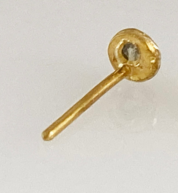 M 定制 ◇K24 玫瑰切割鑽石純金耳釘 ◇k24 柱（一隻耳朵） 第3張的照片