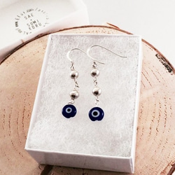 邪眼除け◇Evil Eye トルコガラス＋ＳＶピアス/イヤリング 2枚目の画像