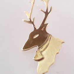 トナカイ　Reindeer　ブローチ　/Brass 1枚目の画像