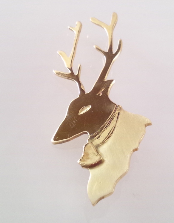トナカイ　Reindeer　ブローチ　/Brass 1枚目の画像