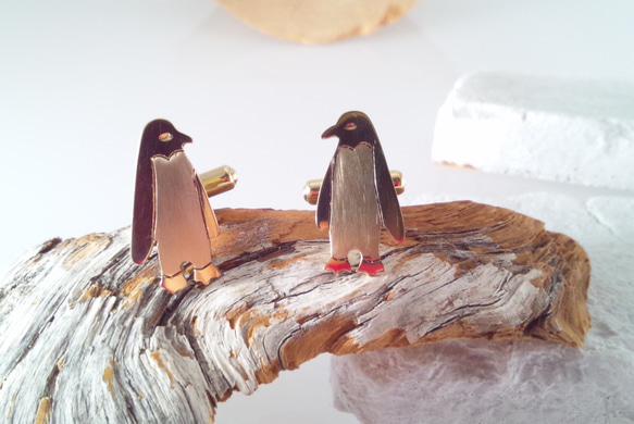 企鵝黃銅袖扣 第6張的照片