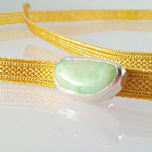 天然 翡翠(ヒスイ) 帯留め アンティーク