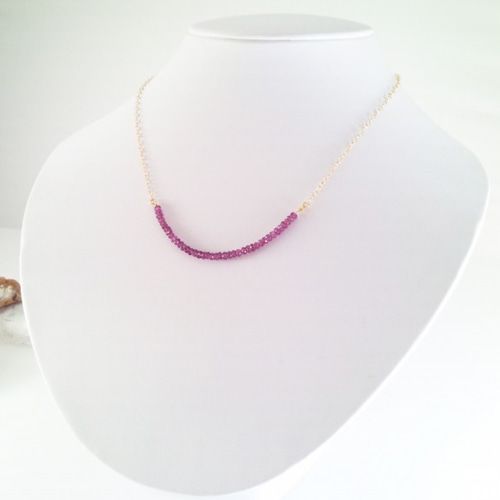 ハンドメイド ネックレス 3つのガーネット ロードライトガーネット K14GF Necklace ネックレス・ペンダント