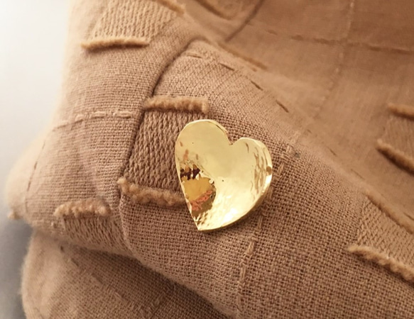 Golden Heart◆真鍮鍛金ピンブローチ 6枚目の画像