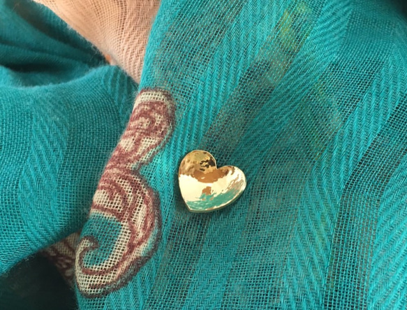 Golden Heart◆真鍮鍛金ピンブローチ 7枚目の画像
