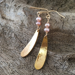 櫻桃珍珠真鍮黃銅鍛造K14 GF耳環/耳環 第6張的照片