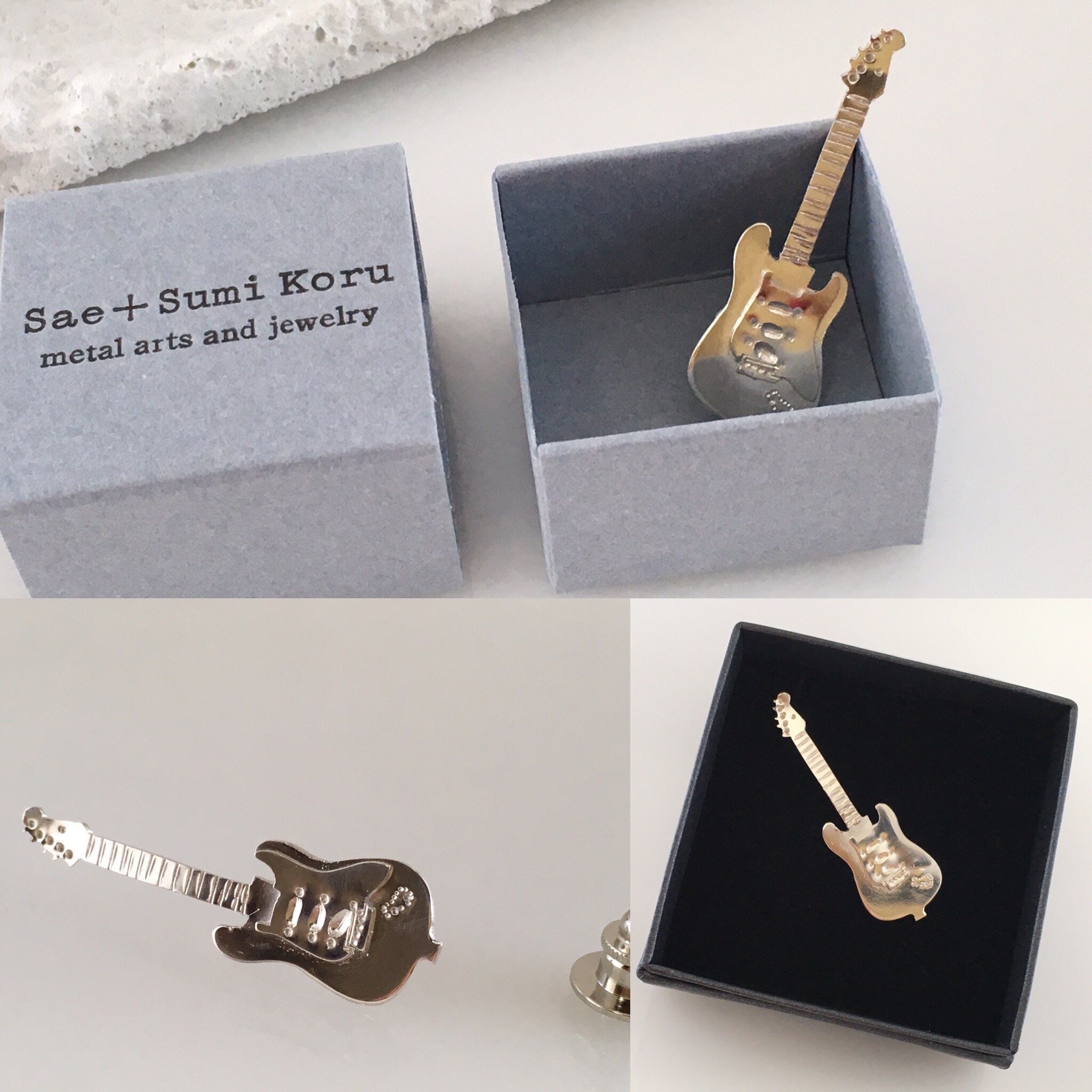 ☆エレキギター☆ silver ピンブローチ/タイタック