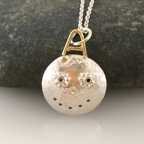 森の民 ＃3◇白鬼さん◇鍛金シルバーペンダント ネックレス