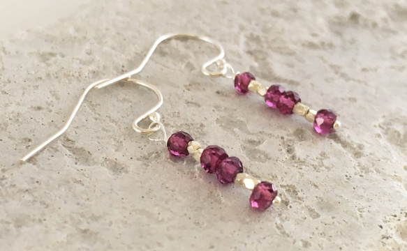 Rhodlite Garnet＋Karen Silver◇ピアス/イヤリング 1枚目の画像