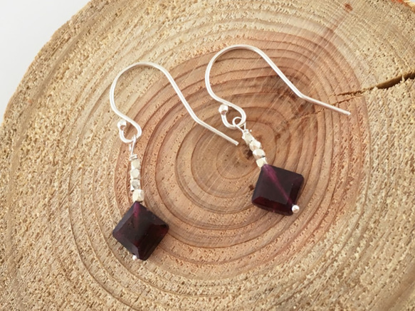 Rhodlite Garnet＋Karen Silver◇ピアス/イヤリング2 3枚目の画像