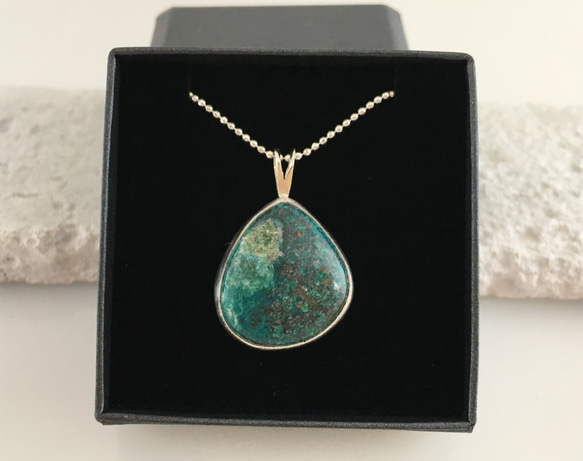 Chrysocolla◆土藍色◆銀色項鍊 第6張的照片