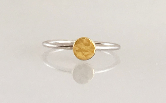 Full Moon ◇K24 Pure Gold +Silver Ring◇純金+銀◇満月の指輪/リング 3枚目の画像