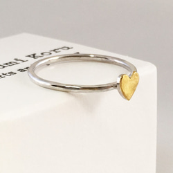 Golden Heart ◇K24 Pure Gold +Silver Ring◇純金+銀◇ハートの指輪/リング 4枚目の画像