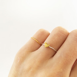 Golden Heart ◇K24 Pure Gold +Silver Ring◇純金+銀◇ハートの指輪/リング 5枚目の画像