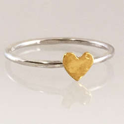 Golden Heart ◇K24 Pure Gold +Silver Ring◇純金+銀◇ハートの指輪/リング 6枚目の画像