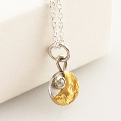 純金の三日月＋ダイアモンドの星ペンダント◇K24 Pure Gold +