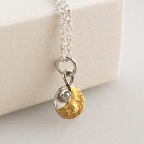 純金の三日月＋ダイアモンドの星ペンダント◇K24 Pure Gold +