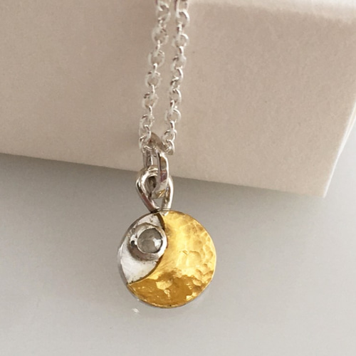 複数御購入割り　計二点　　　ペンダント（babyfat）silver925 純金の三日月＋ダイアモンドの星ペンダント◇K24 Pure Gold +
