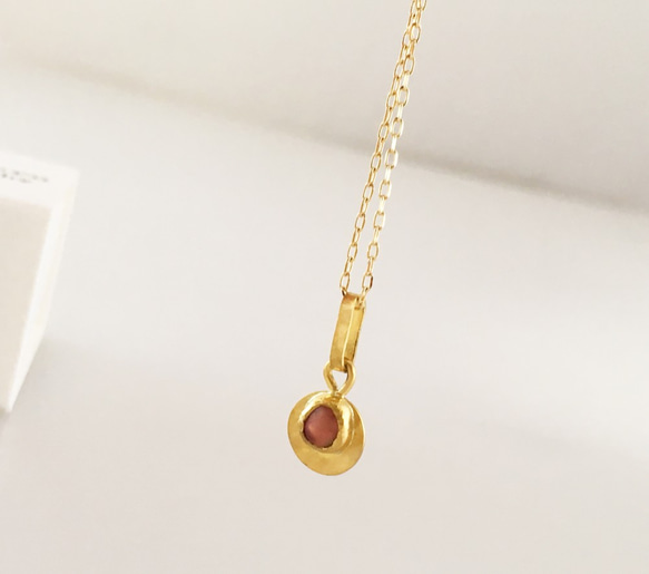 K24 Pure Gold+Raw Red Spinel◆純金 レッドスピネル原石ペンダントトップ 4枚目の画像