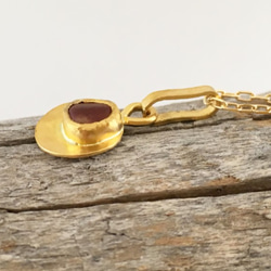 K24 Pure Gold+Raw Red Spinel◆純金 レッドスピネル原石ペンダントトップ 10枚目の画像