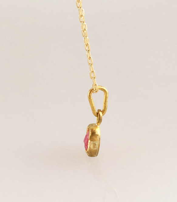 K24純金+原色尖晶石◆純金粉紅色尖晶石粗吊墜上衣 第3張的照片