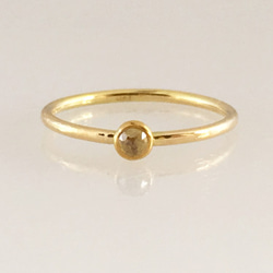 天然玫瑰切割黃鑽K18+K24金戒指 第2張的照片