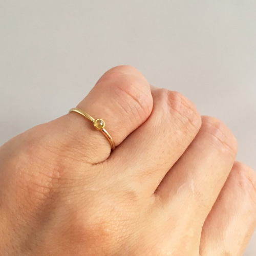 天然ローズカット・イエローダイアモンド K18+K24ゴールドリング 指輪