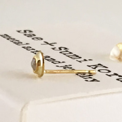◇玫瑰切割天然鑽石純金耳環 ◇K24純金+鑽石（一隻耳朵） 第3張的照片