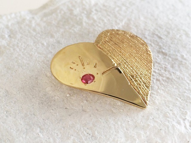 ”Emission” Ruby and Brass Brooch