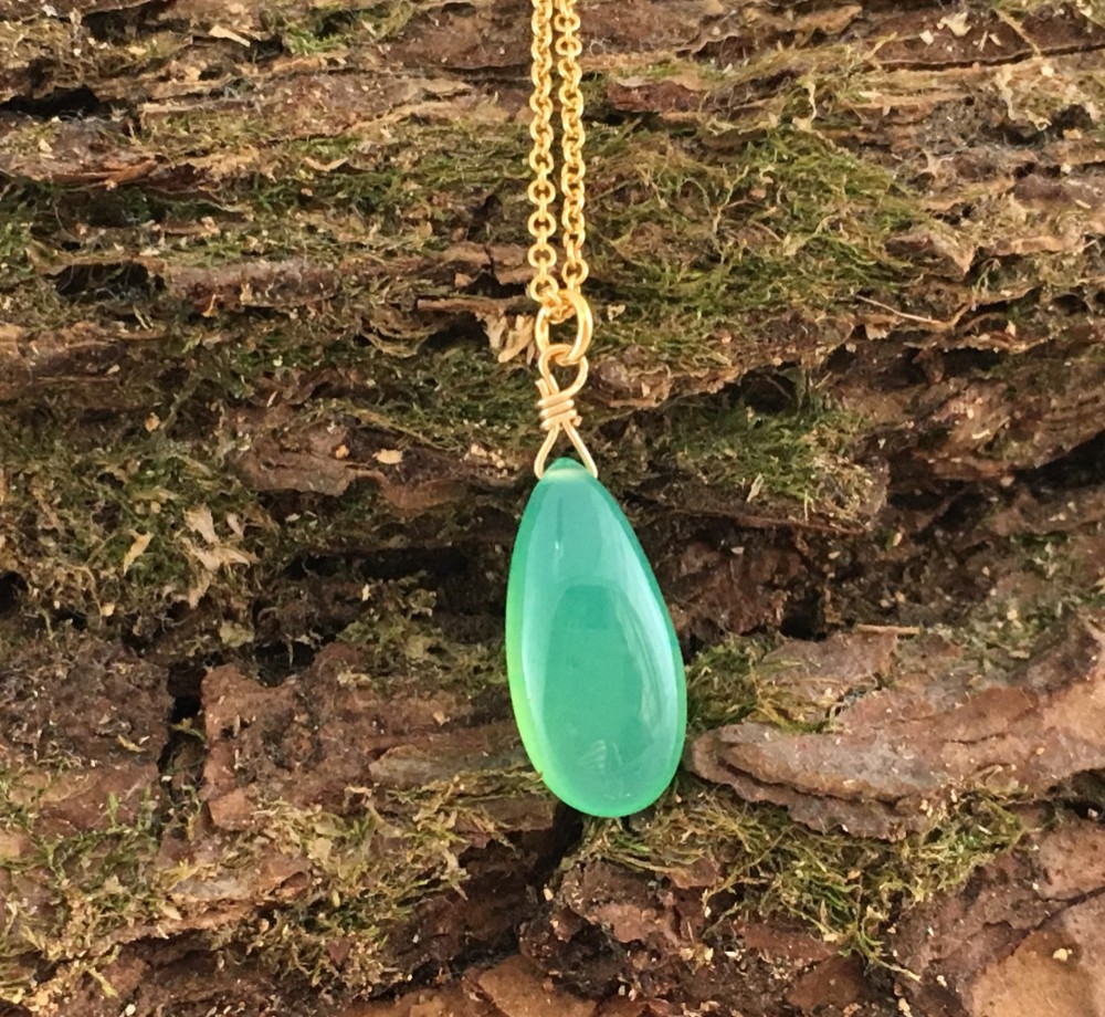 Chrysoprase 天然クリソプレーズ K14GFネックレス