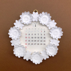 【送料無料】2021 Wreath Calendar リースカレンダー【白】 1枚目の画像