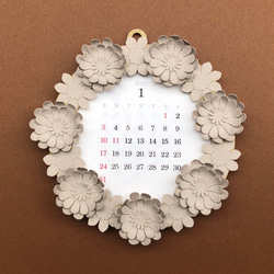【送料無料】2021 Wreath Calendar リースカレンダー【ベージュ】 1枚目の画像