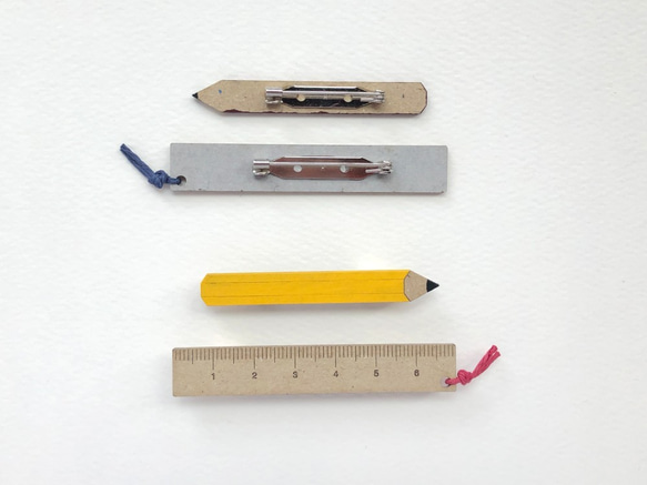 定規と鉛筆のブローチセット【紙のブローチ】 3枚目の画像