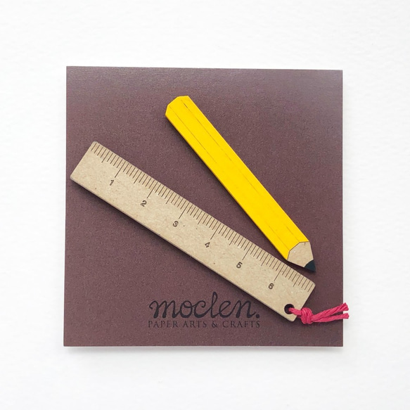 定規と鉛筆のブローチセット【紙のブローチ】 4枚目の画像