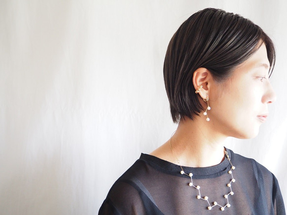 pearl asymmetry pierce/earring [WHITE] 2枚目の画像